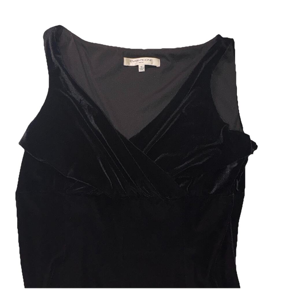 VNTG Evan Picone Black Velvet Dress 16 Sleeveless Midi Whimsygoth Romantic 90s - Picture 2 of 10